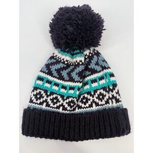 Columbia Fair Isle Pom Beanie Hat Women's One Size Acrylic Knit Geometric Winter